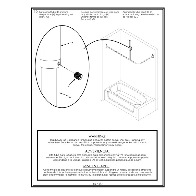 UtopiaAlley Rustproof Vertical Ceiling Support Bar for Shower Curtain